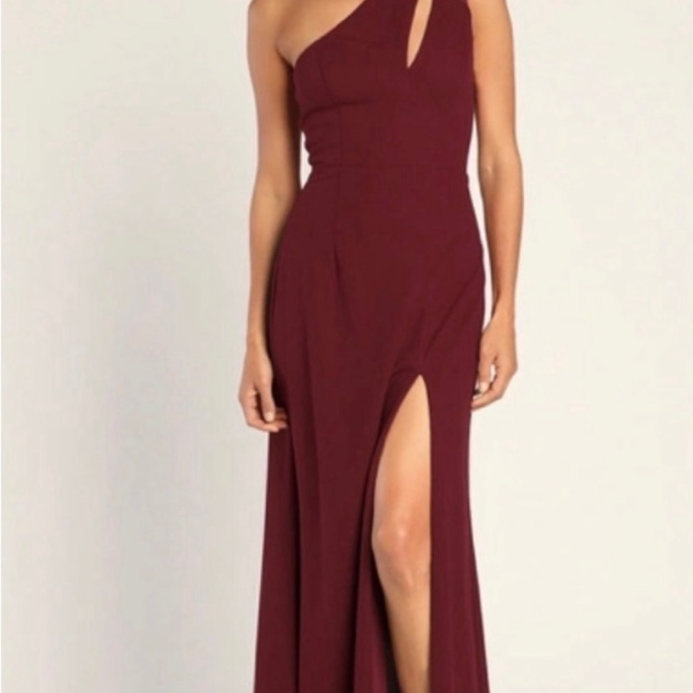 Lulu's Burgundy One-Shoulder Dress - Worn Once